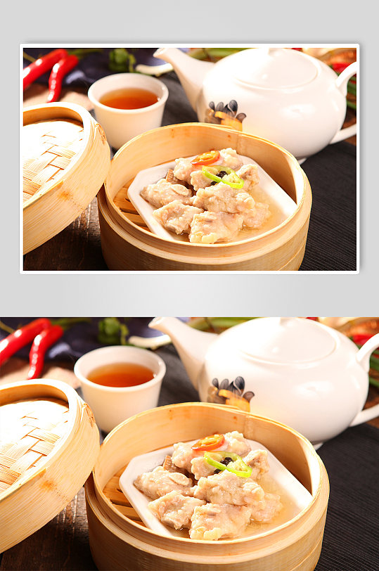 港式茶餐厅蒸排骨美食菜品摄影图片