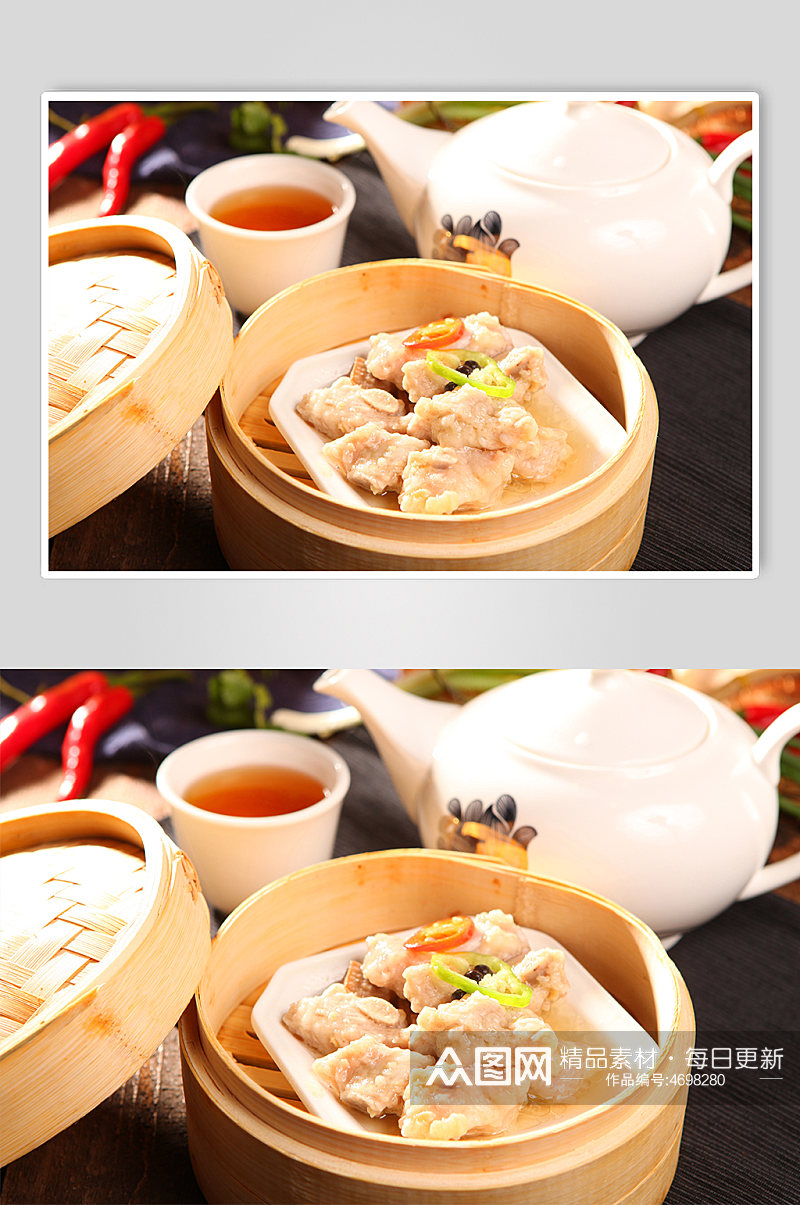 港式茶餐厅蒸排骨美食菜品摄影图片素材