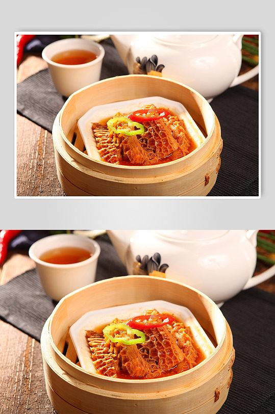 港式茶餐厅酱香金钱肚美食菜品摄影图片