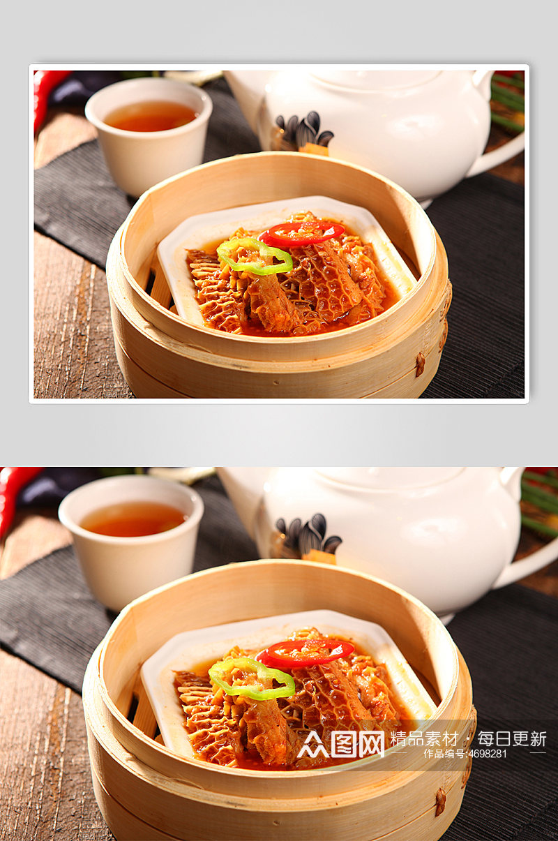 港式茶餐厅酱香金钱肚美食菜品摄影图片素材