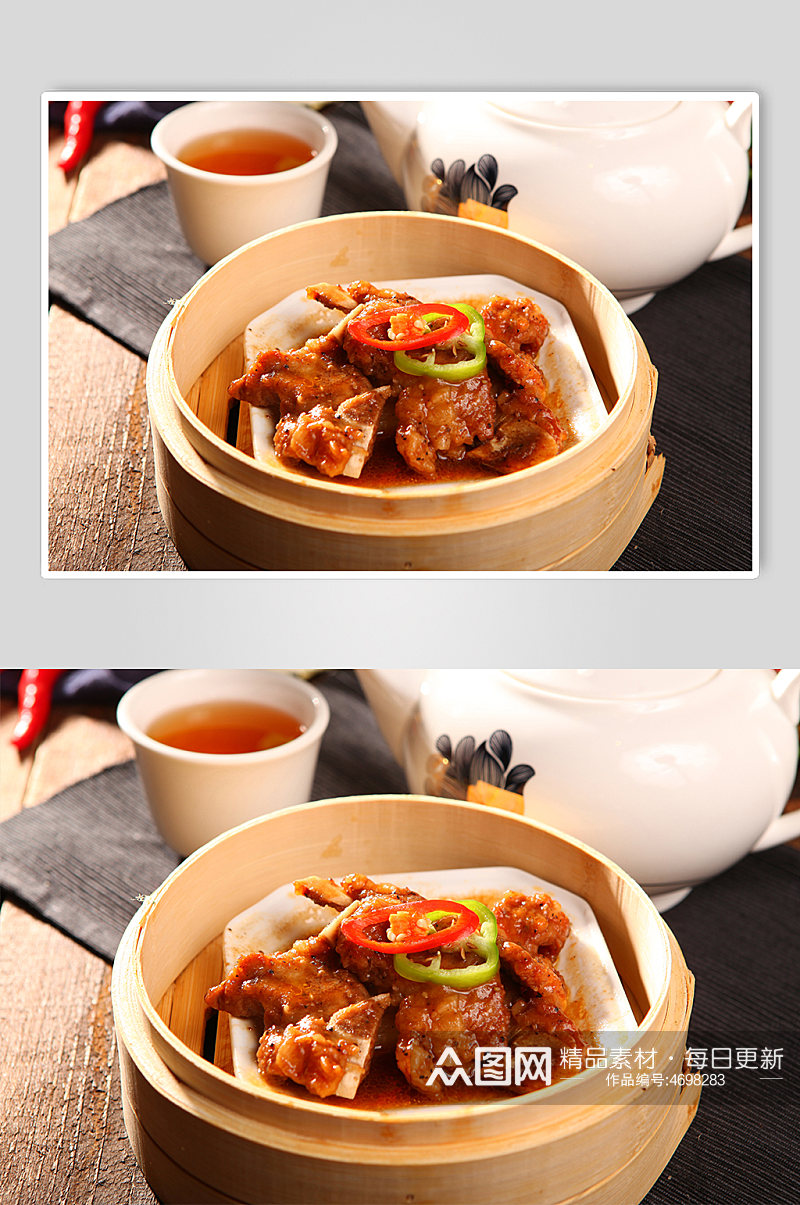 港式茶餐厅特色风味排骨美食菜品摄影图片素材