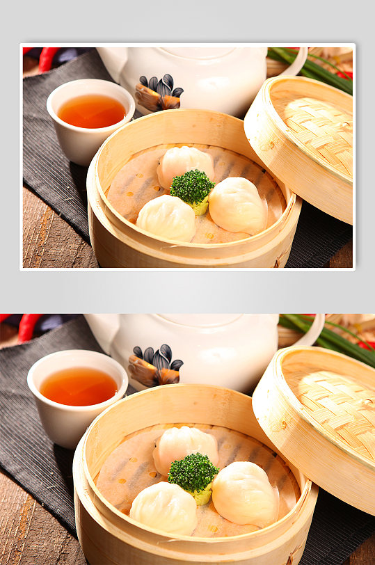港式早茶小笼包传统美食菜品摄影图片