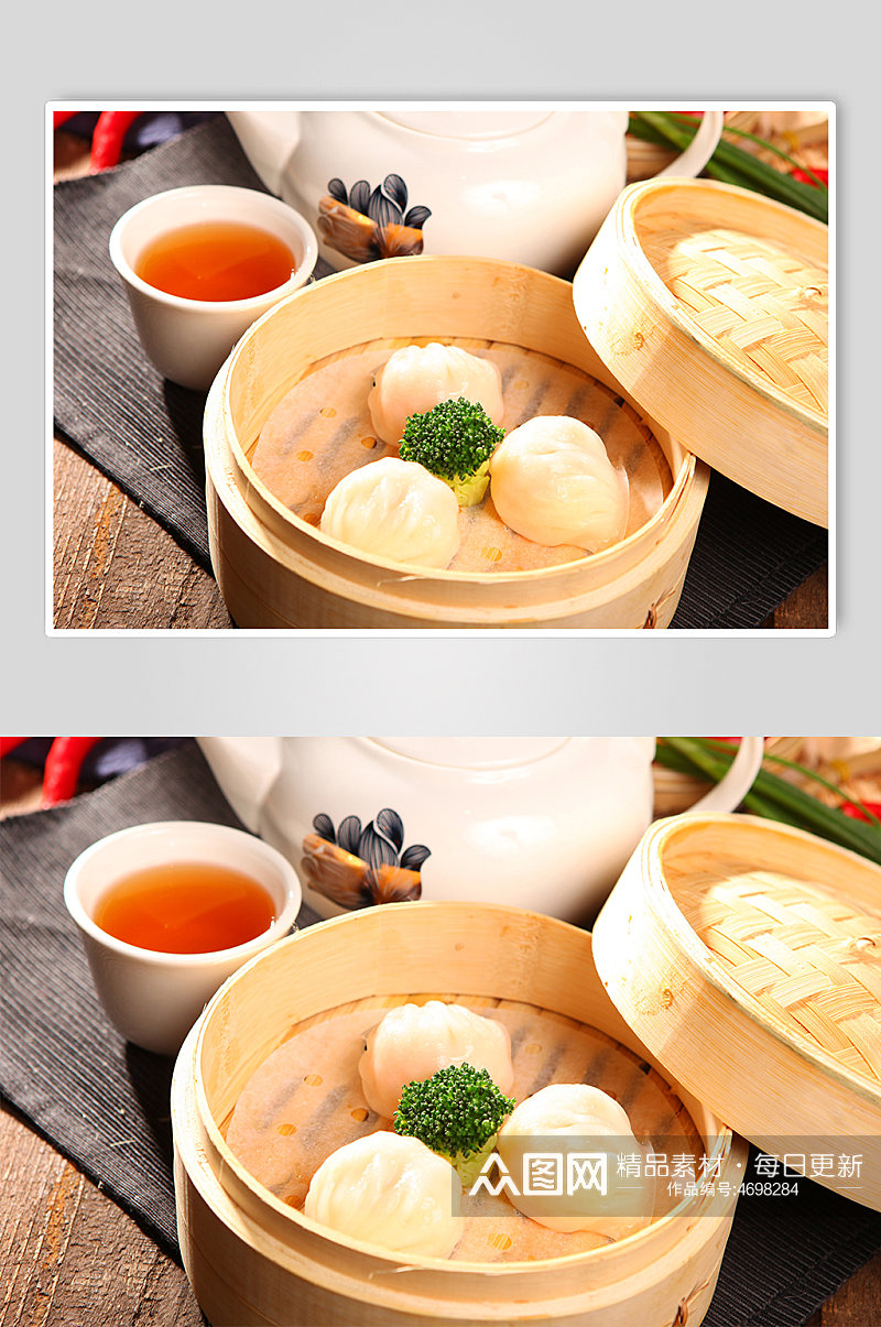 港式早茶小笼包传统美食菜品摄影图片素材