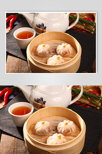 蟹粉小笼包港式早茶美食菜品摄影图片