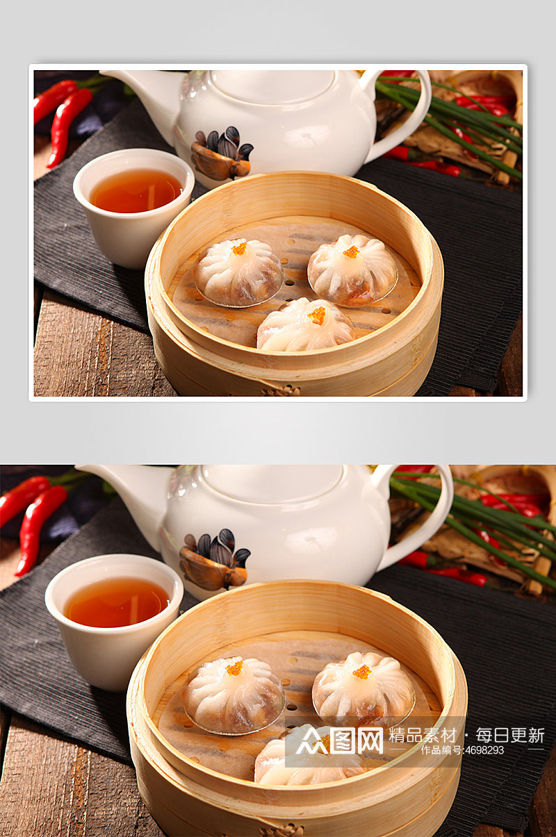 蟹粉小笼包港式早茶美食菜品摄影图片素材