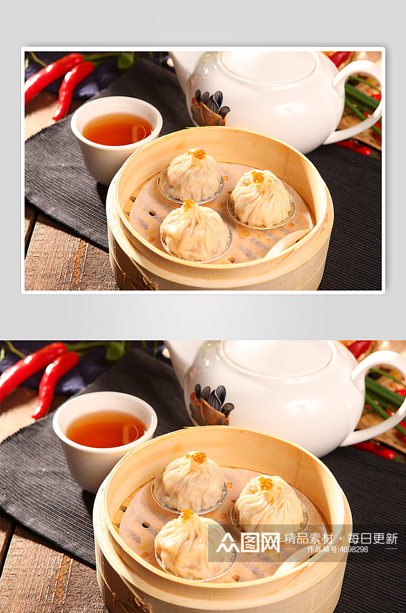 蟹粉小笼包火锅美食菜品摄影图片素材