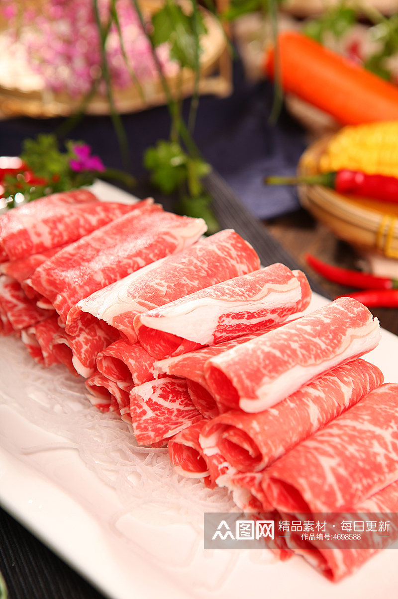 特色涮羔羊肉火锅美食菜品摄影图素材