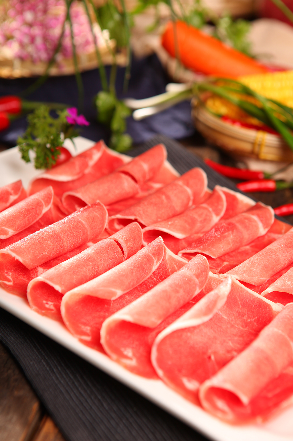 特色美味火锅肥牛卷美食菜品摄影图片素材