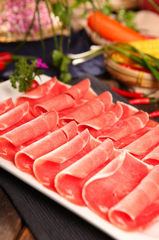 特色美味火锅肥牛卷美食菜品摄影图片