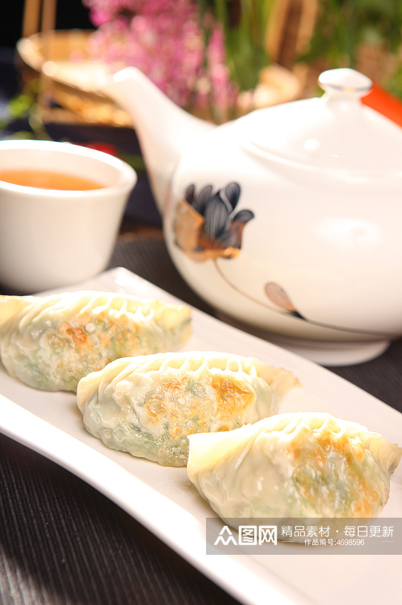 港式早茶美味煎饺饺子小吃美食菜品摄影图片素材