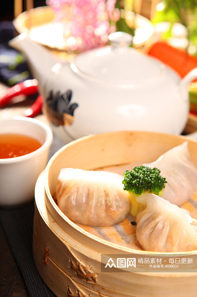 广式早茶水晶饺子点心美食菜品摄影图片素材