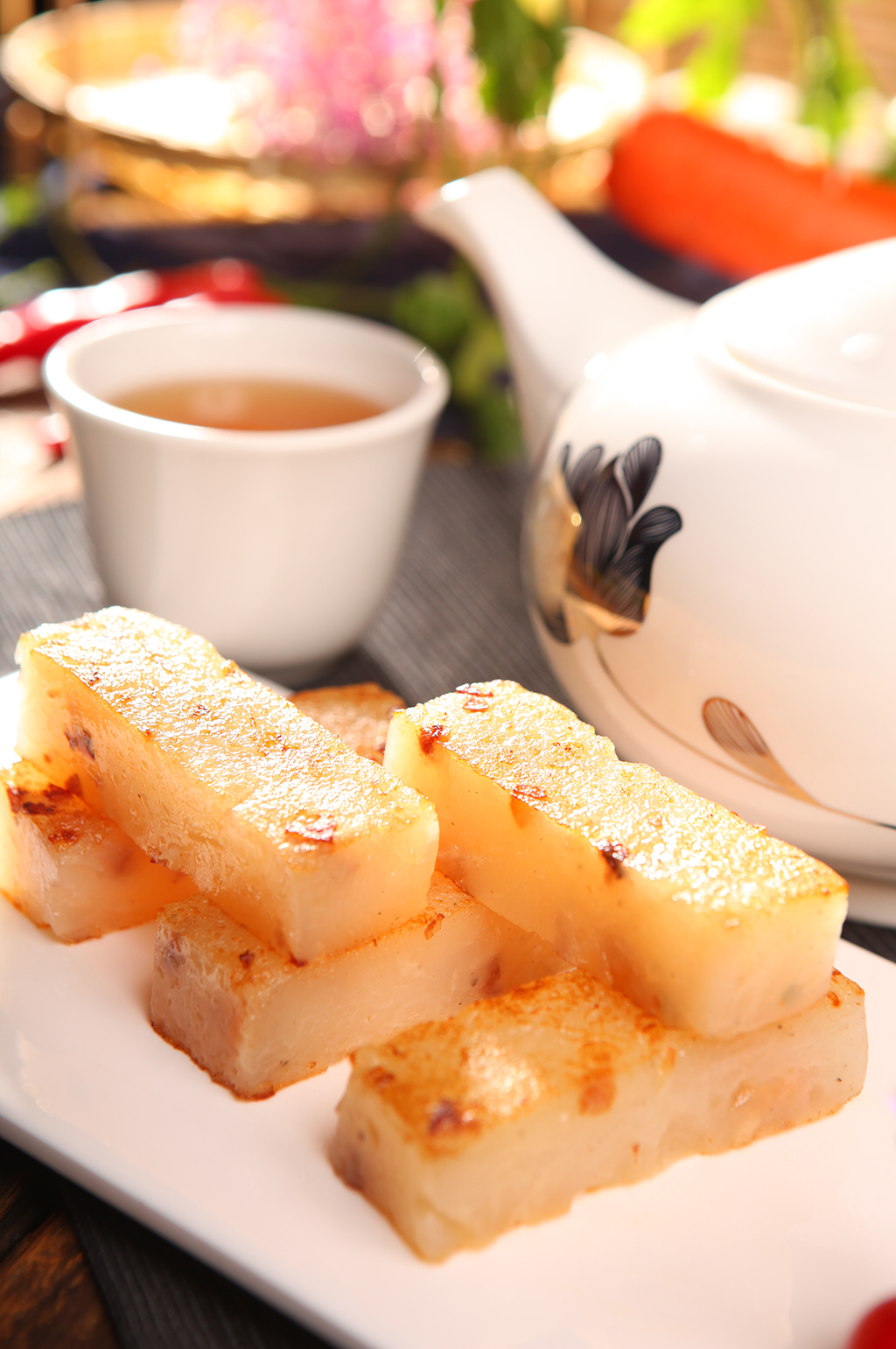 港式早茶甜品红枣糕美食菜品摄影图片素材