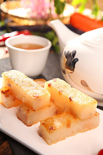 港式早茶甜品红枣糕美食菜品摄影图片