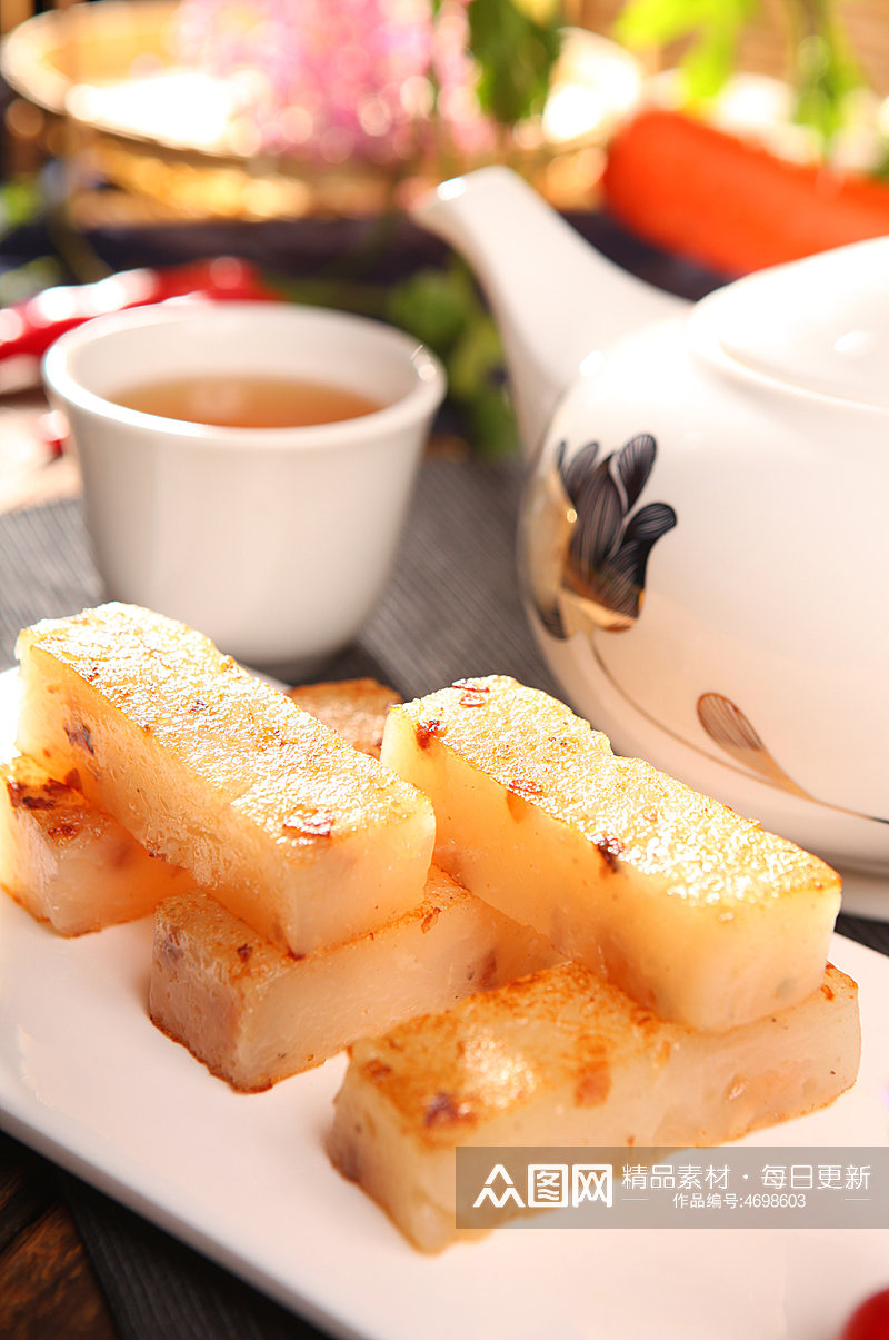 港式早茶甜品红枣糕美食菜品摄影图片素材