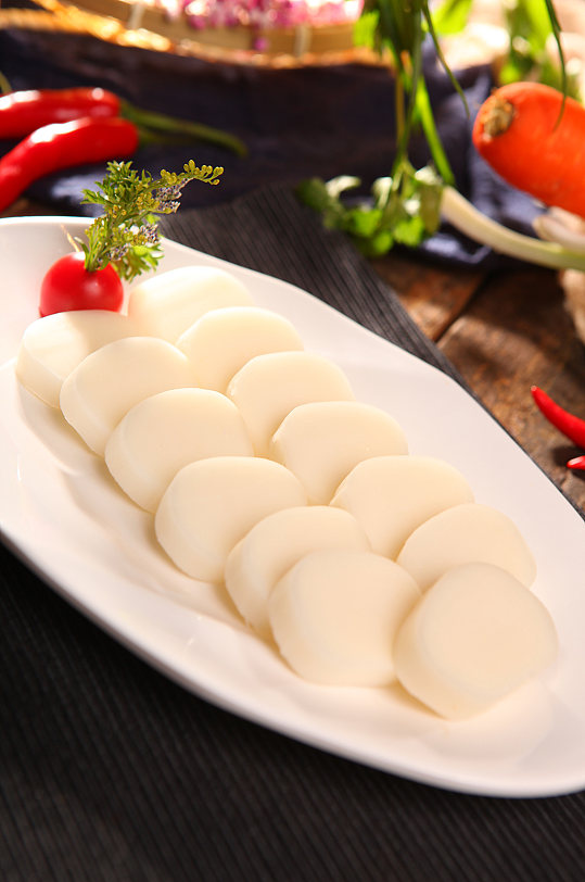 年糕片火锅美食菜品摄影图片