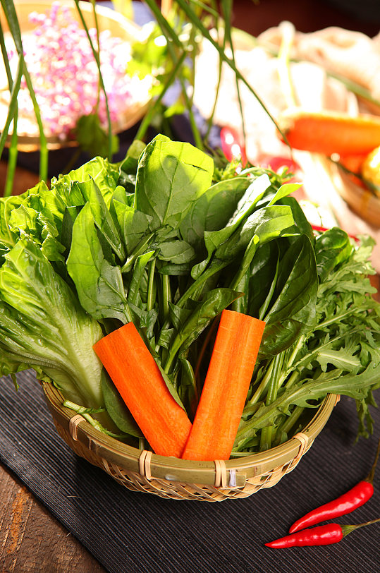 蔬菜拼盘火锅美食菜品摄影图片-众图网