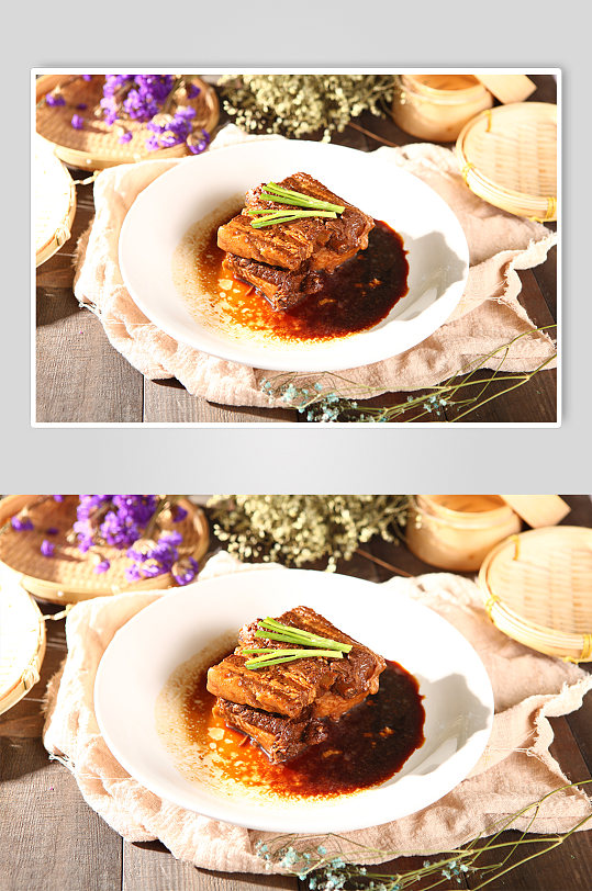 优质原味仔排五花扣肉美食菜品摄影图片