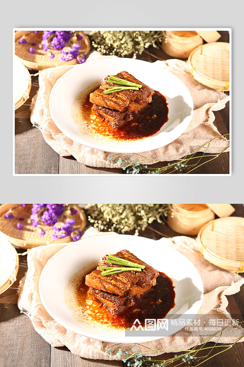 优质原味仔排五花扣肉美食菜品摄影图片素材