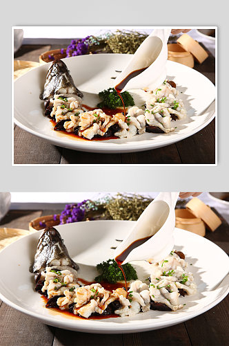 古法蒸老虎斑美食菜品摄影图片
