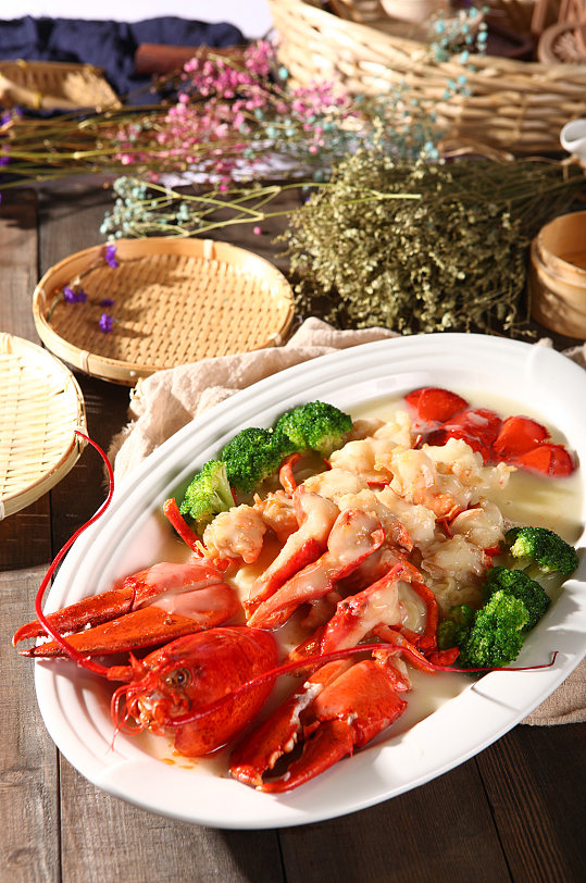广式特色小龙虾海鲜美食菜品摄影图片
