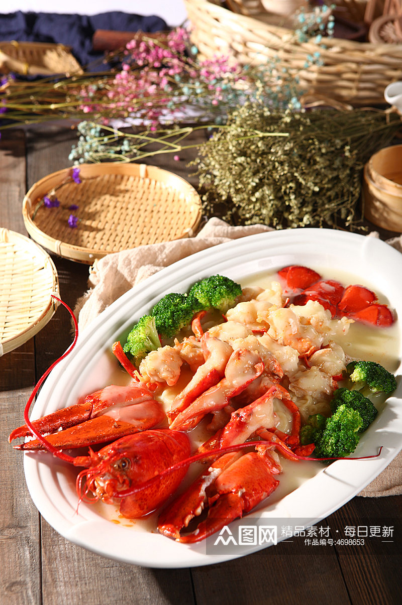 广式特色小龙虾海鲜美食菜品摄影图片素材