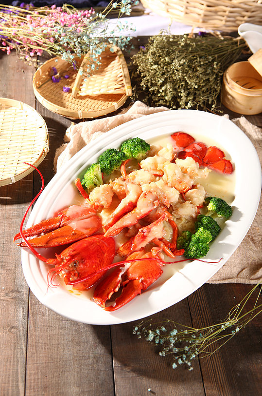 粤式优质美味小龙虾美食菜品摄影图片