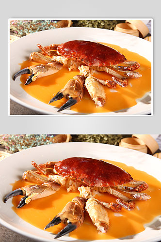特色海鲜大闸蟹美食菜品摄影图片