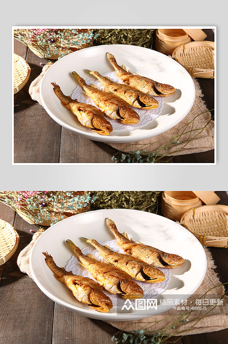 青岛香酥小黄鱼美食菜品摄影图片素材