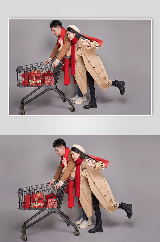 情人节购物活动秋冬情侣人物精修摄影图片-众图网
