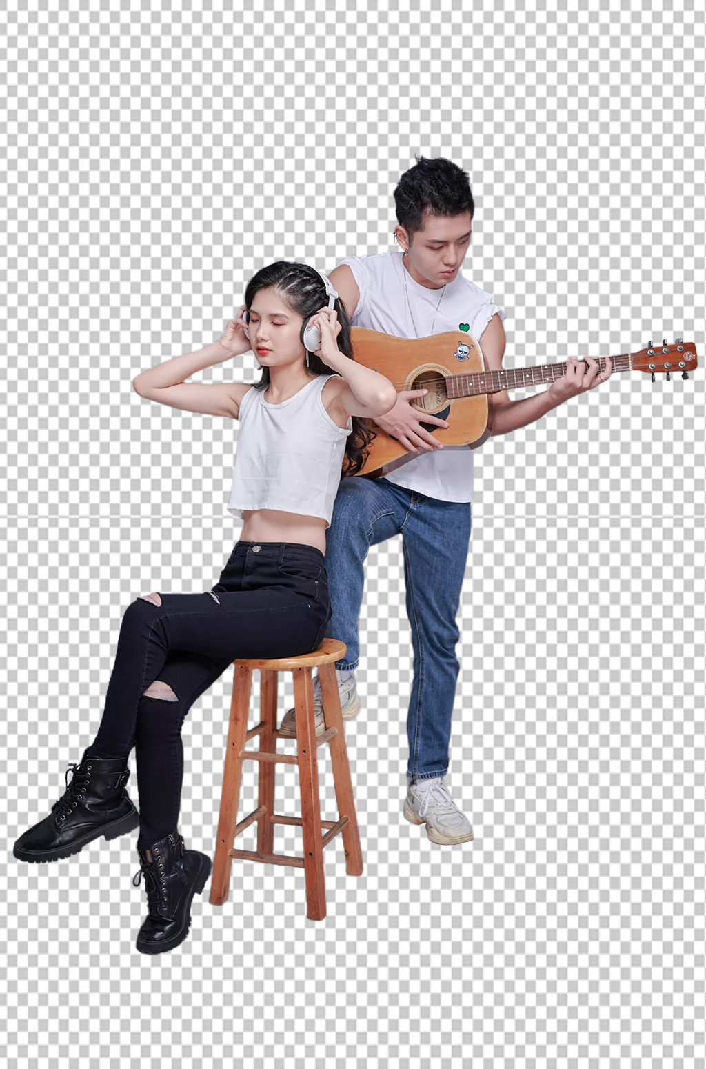 朋克摇滚情侣人物文艺唱歌png摄影图素材