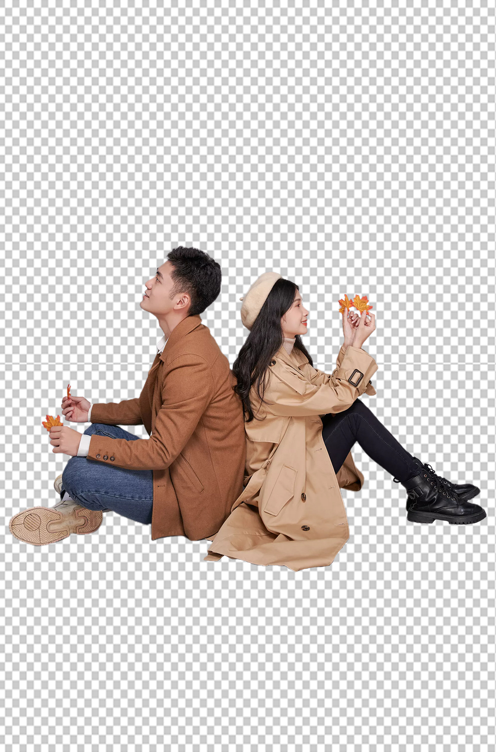 情人节秋冬情侣人物秋游png摄影图素材
