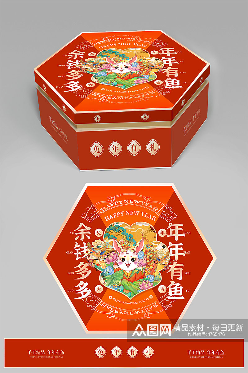 国潮春节新年兔年年货包装设计素材