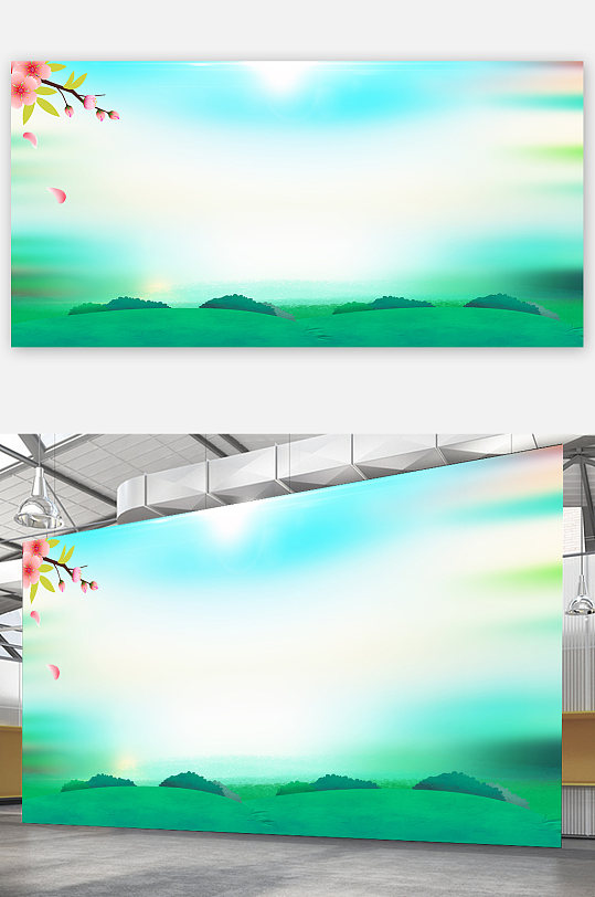 简约意境春季春天背景图展板海报-众图网