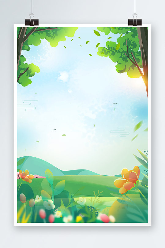 清新春暖花开春季春天海报背景图海报-众图网