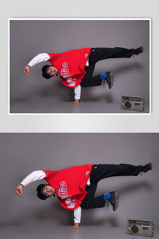 潮流嘻哈高难度动作街舞少年人物摄影图片