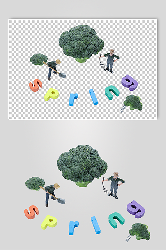 创意花菜大树植树节物品png摄影图