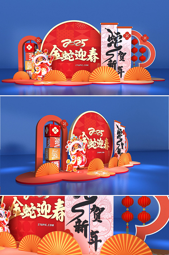 2025年金蛇迎春美陈新年美陈-众图网