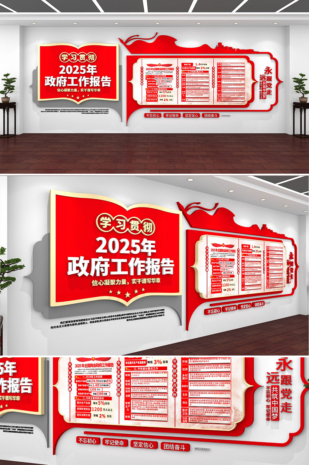 大气2025年聚焦两会政府工作报告文化墙素材