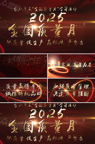 2025年全国质量月金色炫酷AE视频模板