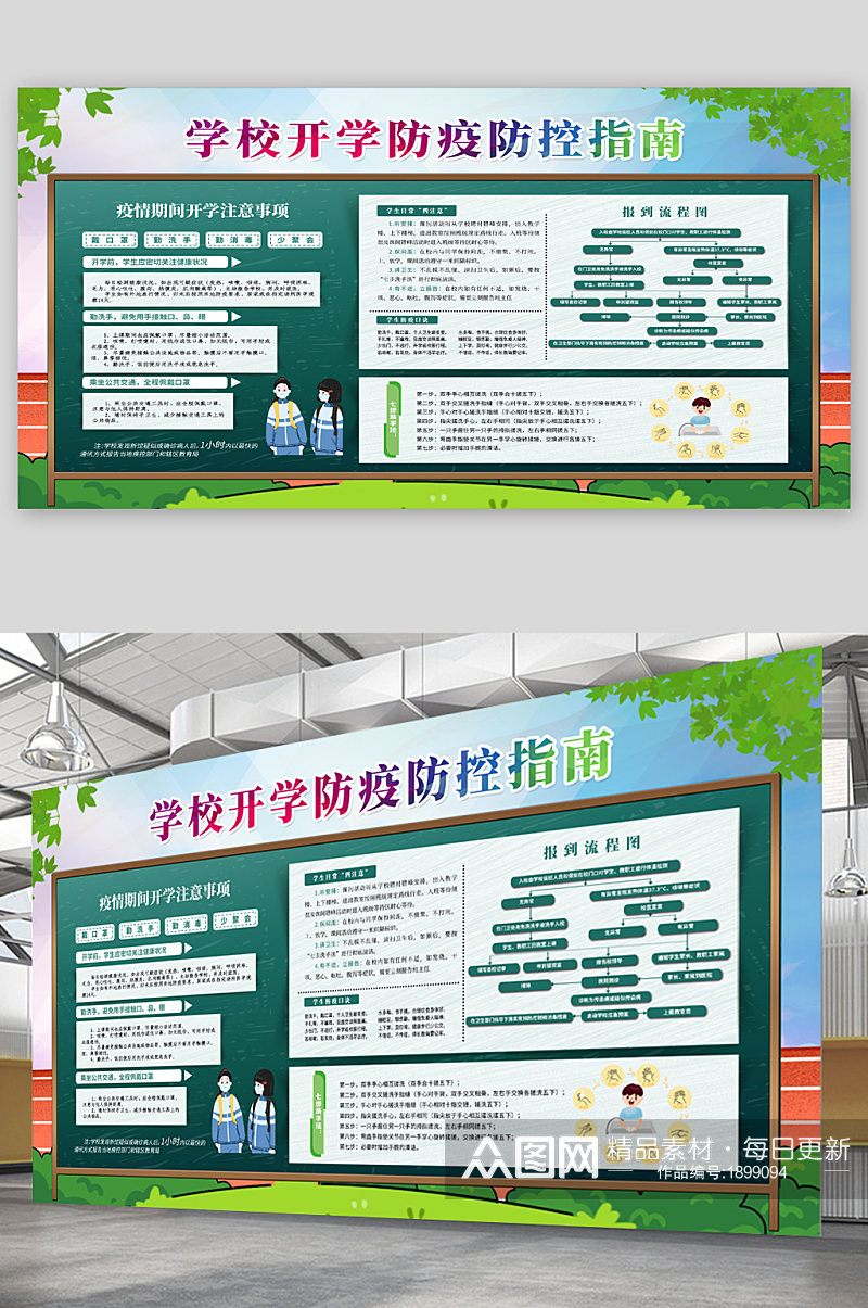 学校开学防疫指南公告素材