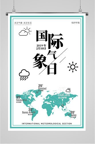 气象日天气预报科学预报海报