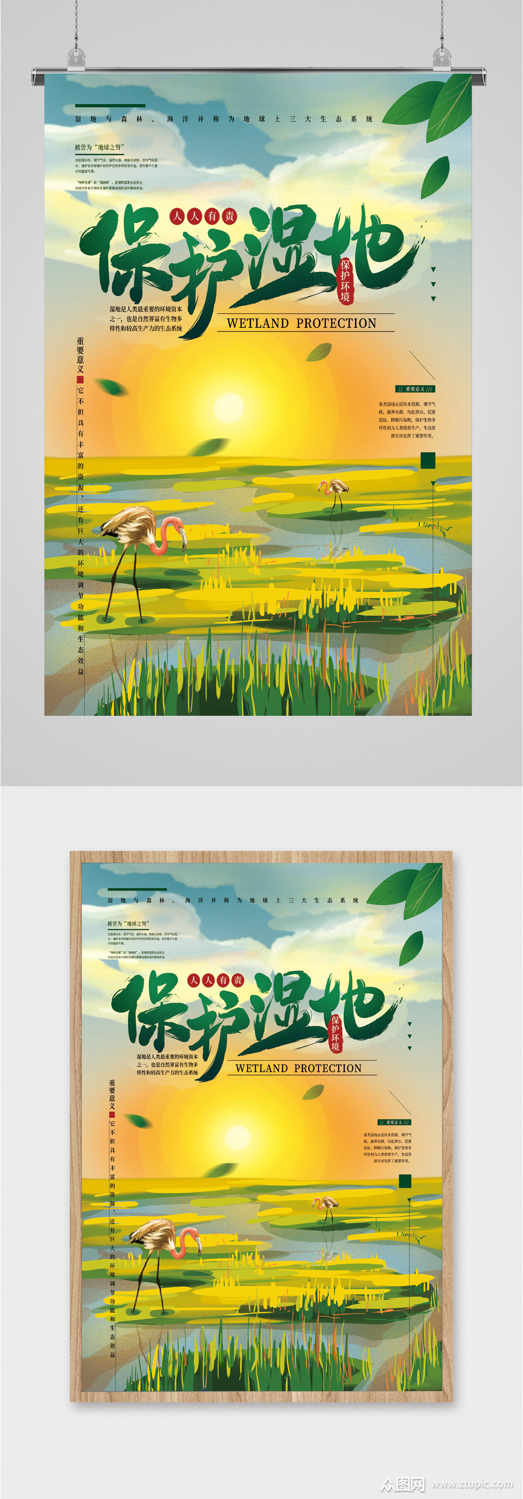 保护湿地湿地公园海报