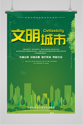 文明城市创建共创保护环境海报