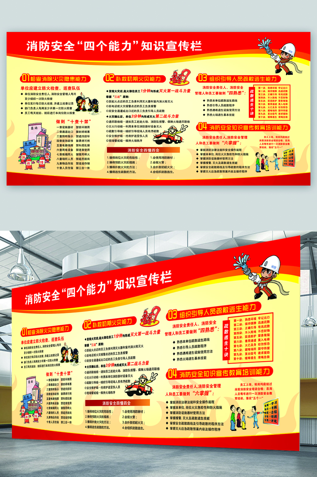 消防安全四个知识宣传栏展板素材