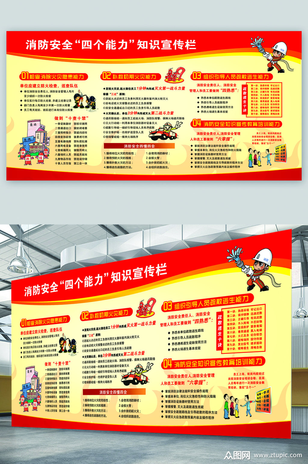 消防安全四个知识宣传栏展板