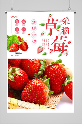 草莓采摘季草莓海报