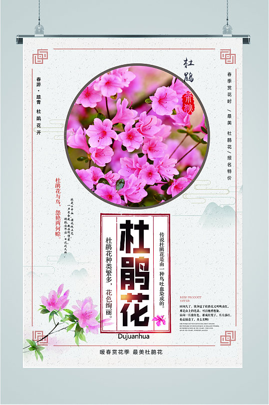 杜鹃花暖春赏花季海报