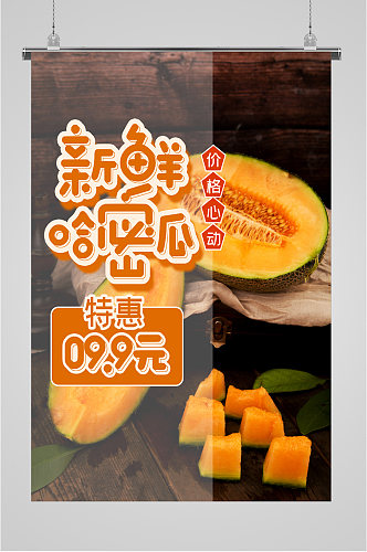 新鲜哈密瓜水果海报
