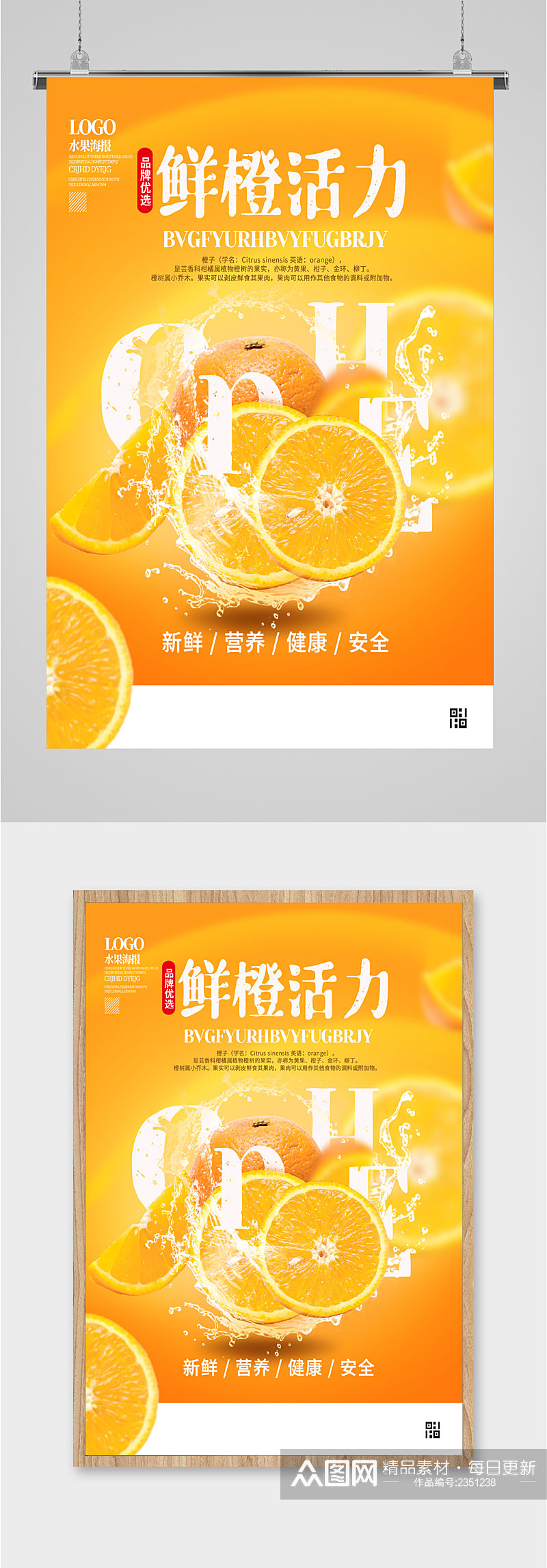 美味橙子水果海报素材