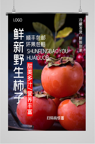 新鲜野生柿子淘宝主页海报